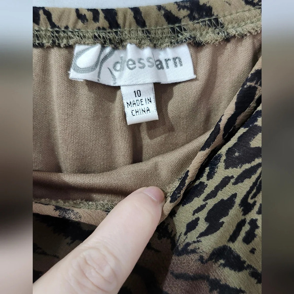VTG Dress Barn Women's Skirt Set Size 10 Animal Print Chiffon Ruffle Hem Mobwife - Picture 4 of 10